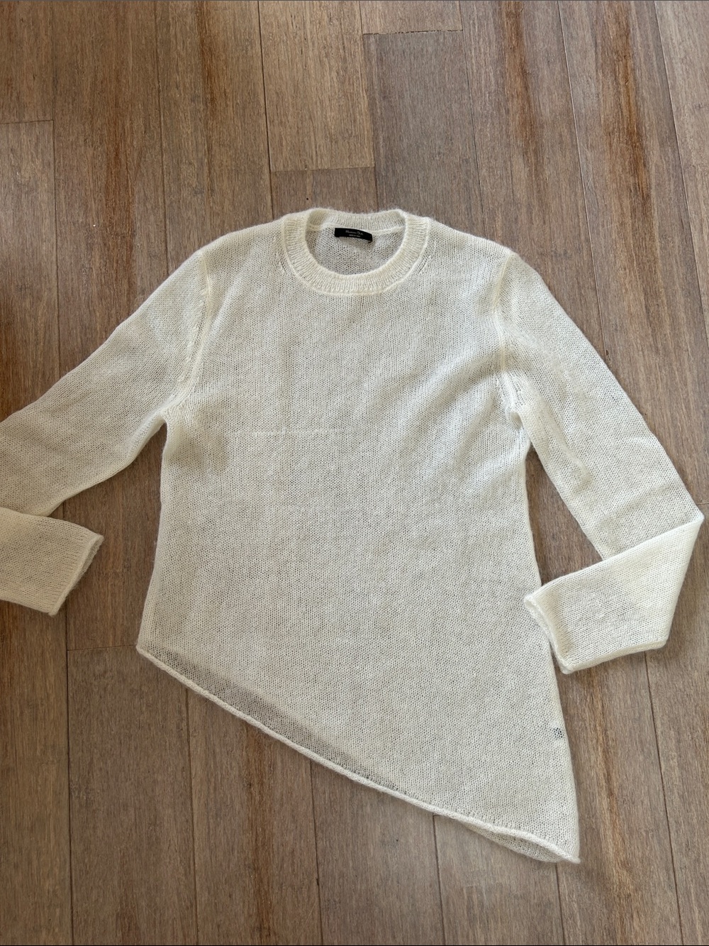 Massimo Dutti Classic Crewneck Women's Sweater in Cream asymmetrical S - Picture 9 of 14